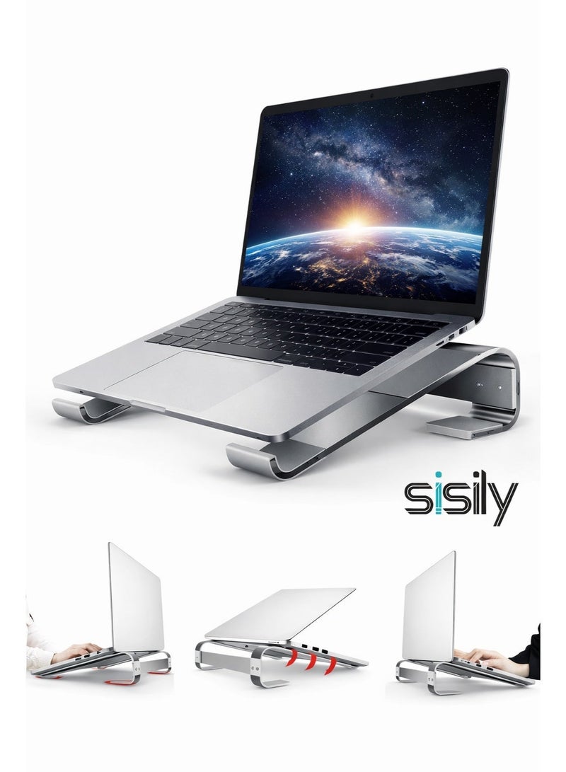 سيسلي حامل كمبيوتر محمول للمكتب، حامل كمبيوتر مزود بتهوية وتبريد لجهاز Mac Book Pro Air، متوافق مع أجهزة Mac/DELL/HP/Notebook مقاس 10-16 بوصة، حامل معدني للعمل من المنزل - Image 1