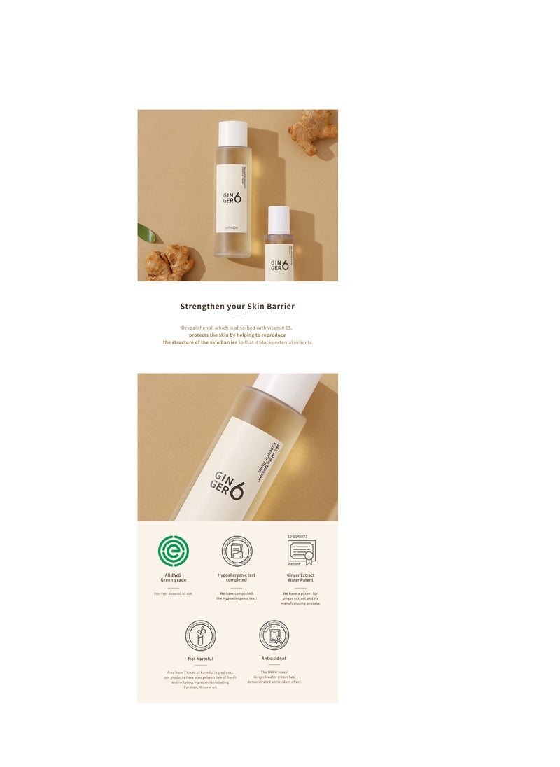 GINGER6 Anti-Aging and Hydrating Facial Essence Toner with Peptides Hyaluronic Acid and Ginger Extract, First-Step Booster, Natural Ingredients GINGER6 Like White Blossom Essence Toner 150ml (5.07 fl.oz.)  - Image 3
