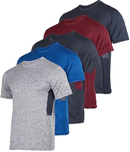 Real Essentials 5 Pack Youth DryFit Wicking Active Athletic Performance Short Sleeve TShirt Boys Girls ShirtsSet 5Large 1214