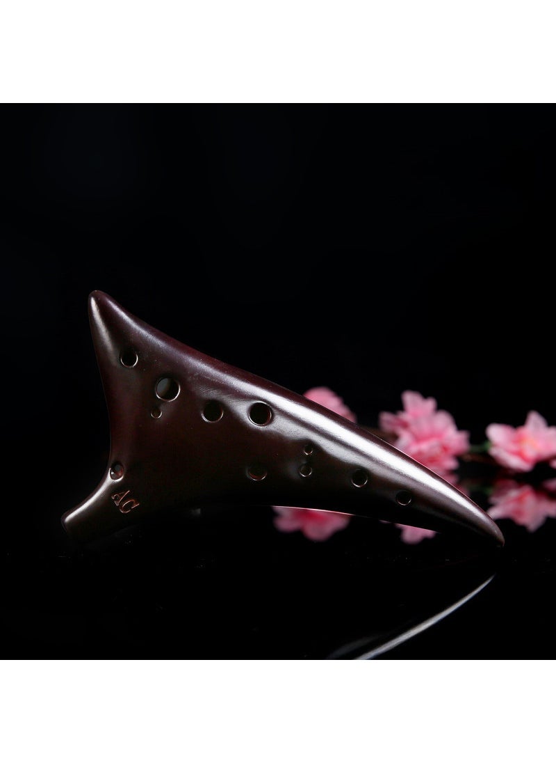 Generic 12-Hole Alto C Ocarina Starter Tail-End Design Smoked (color box + Teaching Material + lanyard + cloth cover) 