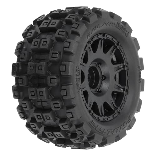 Pro-line Racing Badlands MX 1.85" All-Terrain Truck Tires 4 Mounted on Raid Black 12mm Hex Wheels for Granite GROM 4x4 Front or Rear PRO1024110 - Image 1
