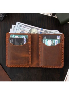 Vagave Khaki Leather Handmade Premium Wallet Card Holder Men's Wallet Brown  - Image 1