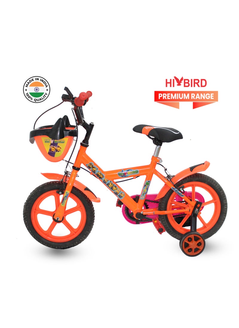 HI-BIRD Mini Dude Kid Bike 14 Inch, Unique Design BMX Steel MIG Welded Cycle with Single Speed Frame, made by India Orange  - Image 1