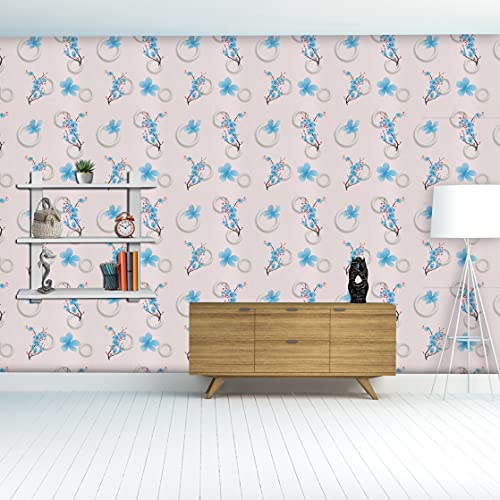 Wollzo Blue Feather Leaves Self Adhesive Wallpaper(Multicolour, 45 x 500 cm) - Image 5