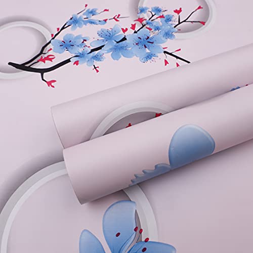 Wollzo Blue Feather Leaves Self Adhesive Wallpaper(Multicolour, 45 x 500 cm) - Image 2
