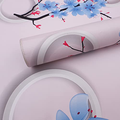 Wollzo Blue Feather Leaves Self Adhesive Wallpaper(Multicolour, 45 x 500 cm) - Image 1