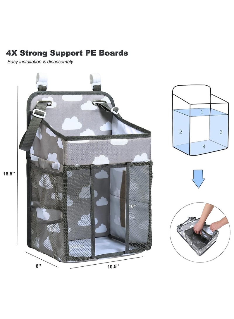 Gonice Hanging Diaper Caddy Organizer,Portable Changing Table Baby Diaper Organizer for Crib and Baby Bassinet, Playard,with 4 PE Board, Multiple Side Pockets for Baby Essentials - Image 2