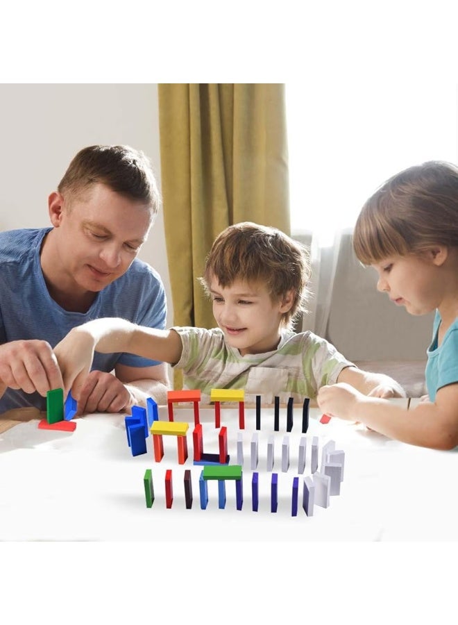 OBTANIM 600 Pcs Colorful Wooden Domino Blocks Set Domino Tile Bulk Building Racing Stacking Games Educational Toys for Kids Birthday Party Favor - Image 1