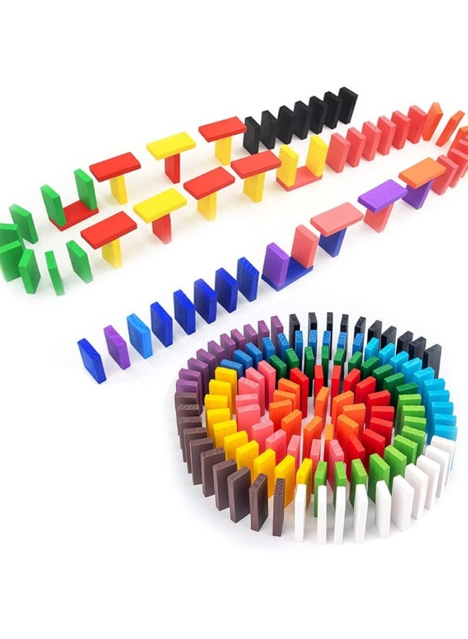 OBTANIM 600 Pcs Colorful Wooden Domino Blocks Set Domino Tile Bulk Building Racing Stacking Games Educational Toys for Kids Birthday Party Favor - Image 5