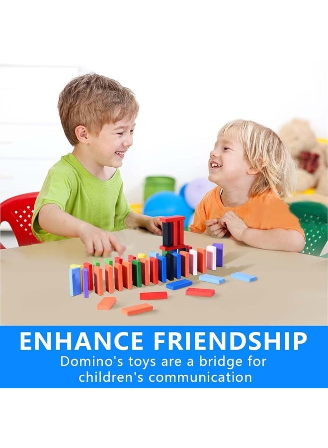 OBTANIM 600 Pcs Colorful Wooden Domino Blocks Set Domino Tile Bulk Building Racing Stacking Games Educational Toys for Kids Birthday Party Favor - Image 2