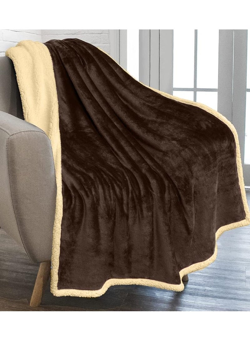 Sherpa Bed Blanket King Size, Double Plush Reversible Fleece, Machine Washable, Warm and Cozy for Bed & Sofa (240x220 cm)  - Image 1
