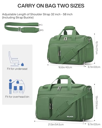 MILADA Underseat Carry On Luggage Bags for Travel Lightweight Foldable Carry On Bags for Airplanes Small Duffle Bag for Men Women TSA Approved Underseat Bag Travel Tote Bags, Forest Green - Image 2