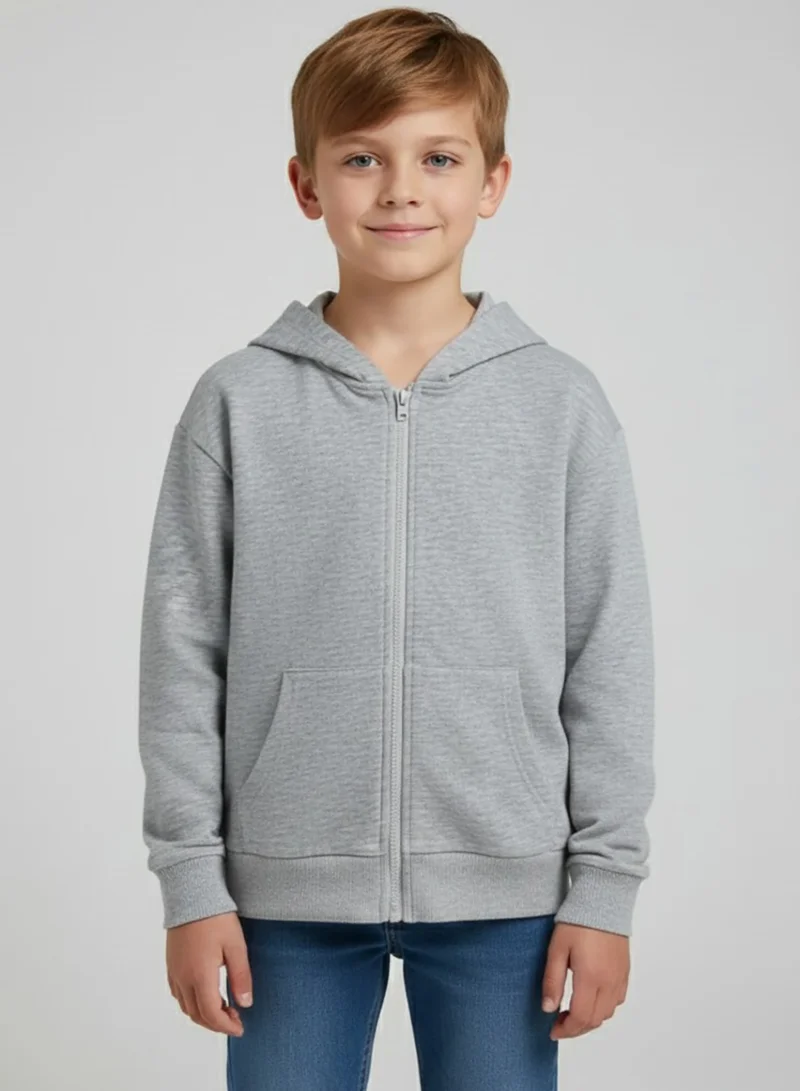 babyqlo Unisex Grey Front Zip Mild Winter Hoodie Jacket