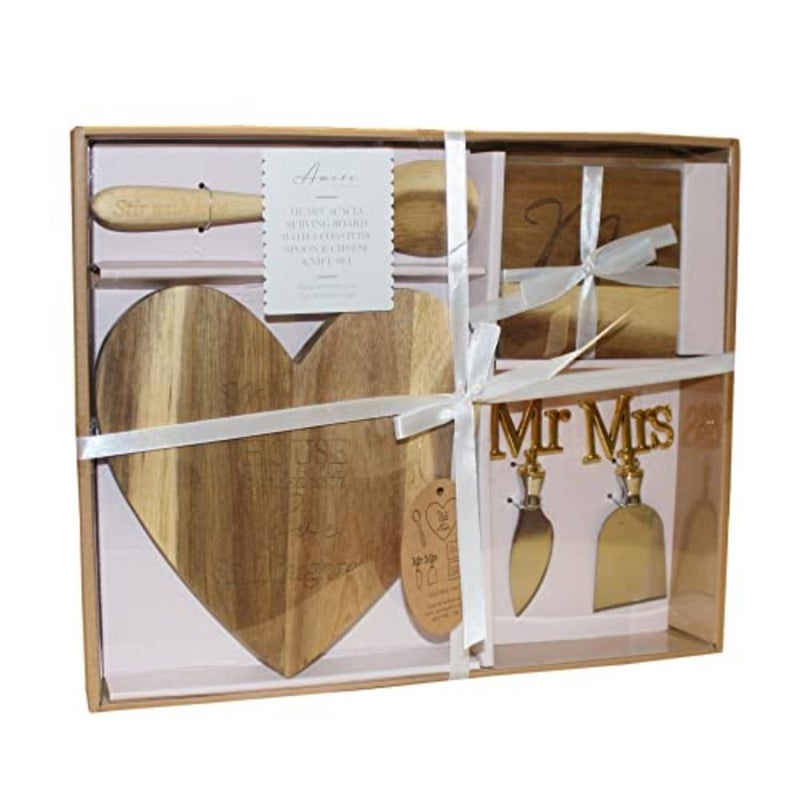 Wedding Cheese Board Gift Set - Coaster/Spoon/ - Mr and Mrs - Image 5
