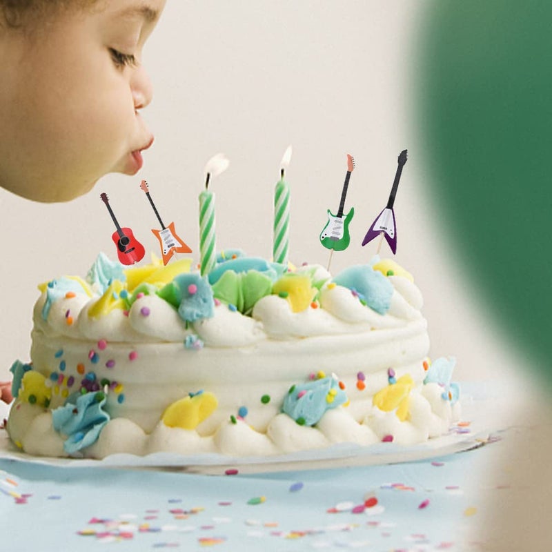HOKPA أعلى كعكة الجيتار هوبكا لعيد ميلاد الأولاد زينة كعكة عيد الميلاد زينة تجمع الأطفال دي آي واي حفلة منزلية طعام عيد الميلاد أعواد كعكة الفاكهة لزينة حفل استقبال المولود (48 قطعة) - Image 3
