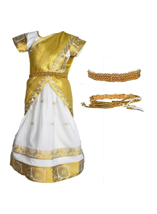 AMIRTHA FASHION Girls Traditional Lehenga Choli RUDHURA KERALA HALF SAREE WITH WAIST BELT (13-14 Years_AMFRHSK11_38) - Image 1