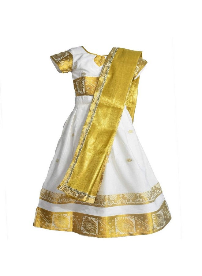 AMIRTHA FASHION Girls Traditional Lehenga Choli RUDHURA KERALA HALF SAREE WITH WAIST BELT (13-14 Years_AMFRHSK11_38) - Image 4