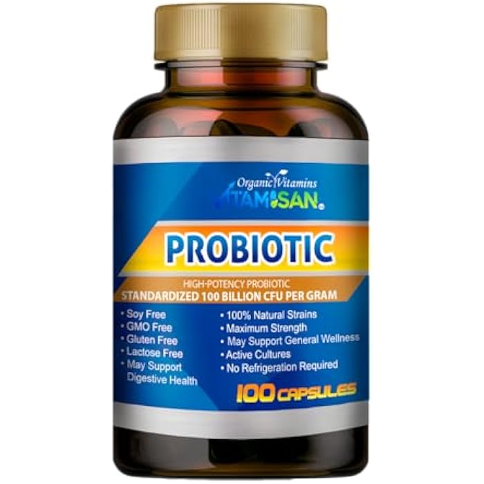 VITAMISAN Probiotics for Women, Probiotics for Men and Adults, Natural, Shelf Stable Probiotic Probiotic Supplement with Organic Prebiotic, Acidophilus Probiotic 100 caps - Image 1
