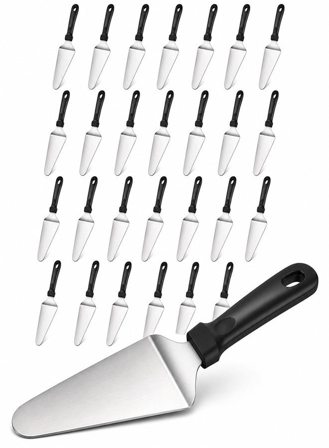 RHBLME 25 Pack Pizza Spatula, Pie Server Pie Cutter Cake Cutter, Stainless Steel Cake Serving Spatula Non Slip Easy to Grip Baking Triangular Spade Plastic Handle Shovel - Image 1