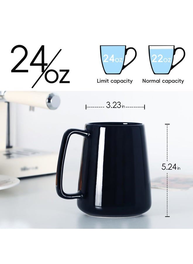 Smilatte 24 OZ Large Coffee Mug, Nice Ceramic Boss Tea Cup with Big Handle for Dad Men Women, Unique Style For Any Kitchen, Black - Image 2