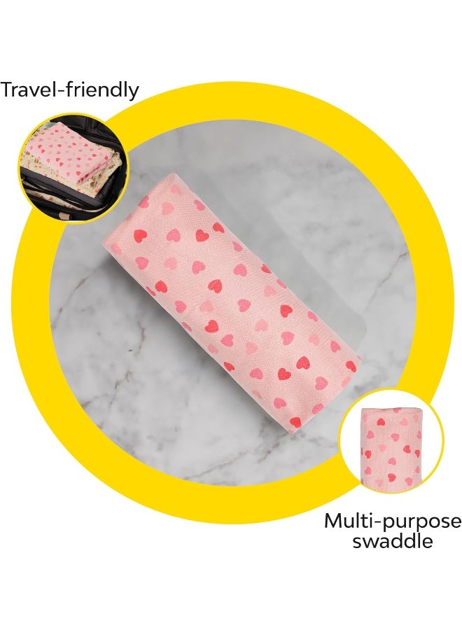 ماي نيو بون بطانية ماي نيوبورن بطبقات - طقم من 1 (طباعة قلب) | كيس نوم صديق للبشرة | المجمع | 0-12 شهرًا | مثالية للهدايا | غلاف قطني ناعم | بطانية متعددة الأغراض للأطفال الأولاد والبنات - Image 3