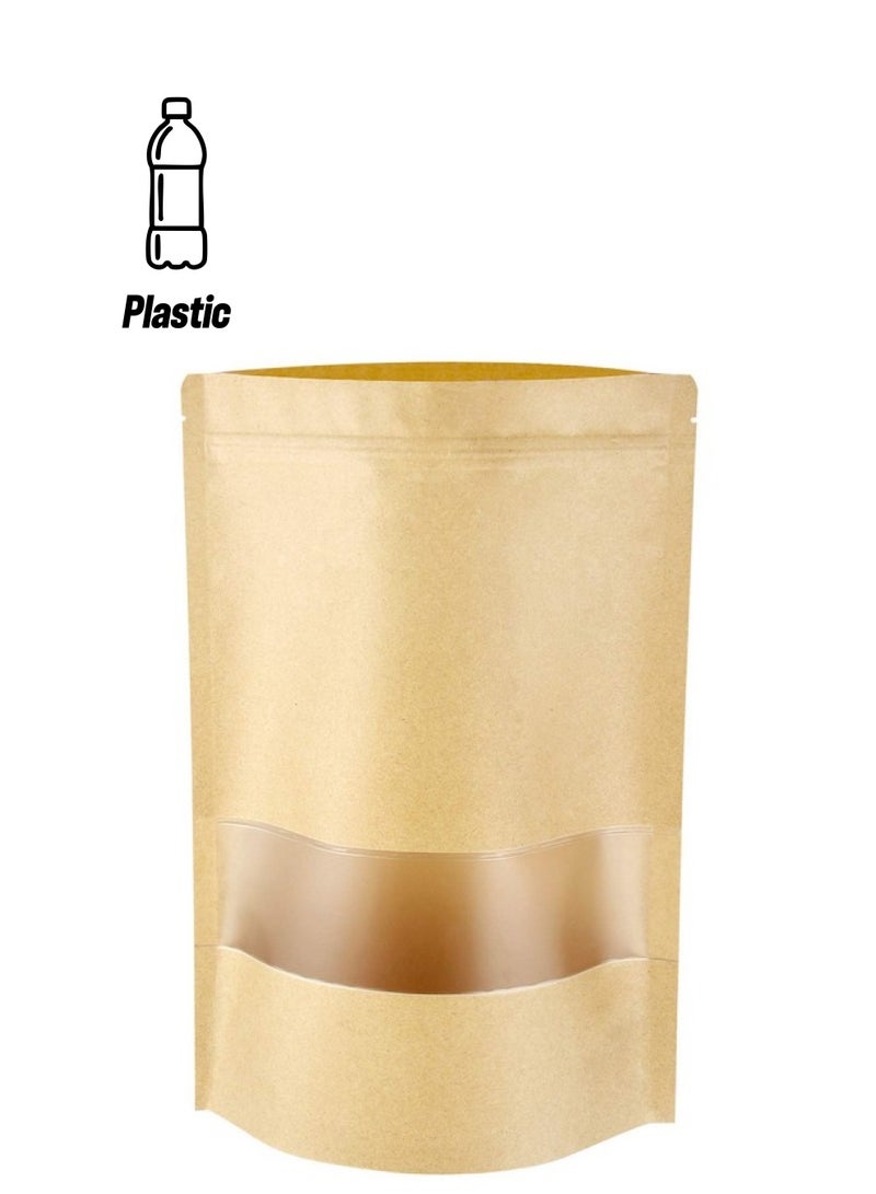 Blisstime Stand Up Pouch Bags 50 Pack Kraft Pouch With Tear Notch And Matte Window Heat Sealable Zip Lock Food Storage Bag (3.5" X 5.5")  - Image 1