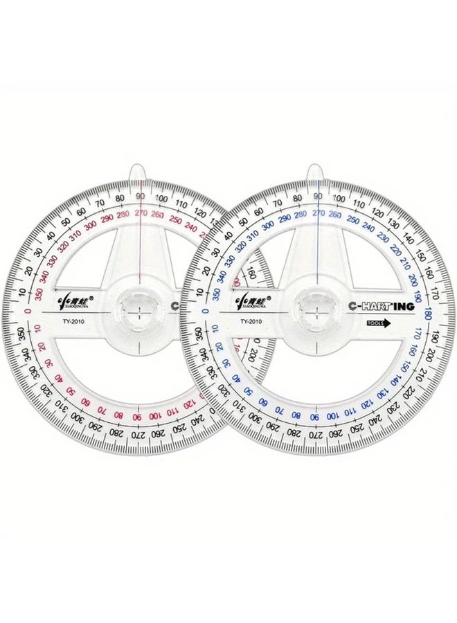 5Pcs Clear Plastic 360 Degree Protractors With Red Markings Geometry Drafting Art Tool - Image 2