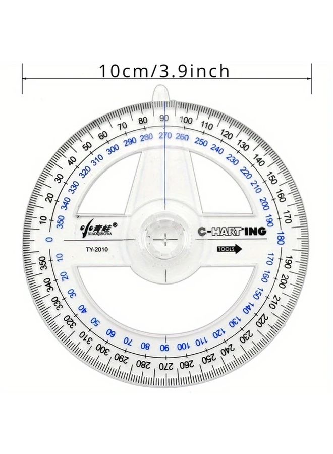5Pcs Clear Plastic 360 Degree Protractors With Red Markings Geometry Drafting Art Tool - Image 3