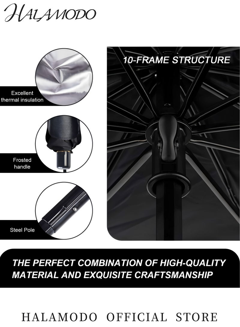 هالامودو مظلة واقية من الشمس للسيارة مع حقيبة تخزين جلدية للزجاج الأمامي الواقي من الشمس مظلة واقية من الشمس عازلة للحرارة مانعة للشمس مظلة قابلة للطي قابلة للطي لمعظم السيارات - Image 2