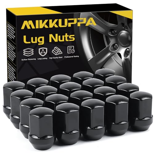MIKKUPPA 20pcs 9/16-18 One-Piece Black OEM Factory Style Large Acorn Seat Lug Nuts Replacement for 2006-2010 Dodge Dakota, 2004-2009 Dodge Durango, 2002-2010 Dodge Ram 1500 Factory Wheels - Image 1