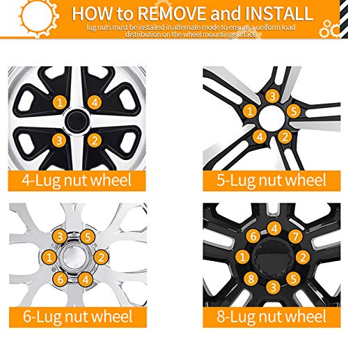 MIKKUPPA 20pcs 9/16-18 One-Piece Black OEM Factory Style Large Acorn Seat Lug Nuts Replacement for 2006-2010 Dodge Dakota, 2004-2009 Dodge Durango, 2002-2010 Dodge Ram 1500 Factory Wheels - Image 5