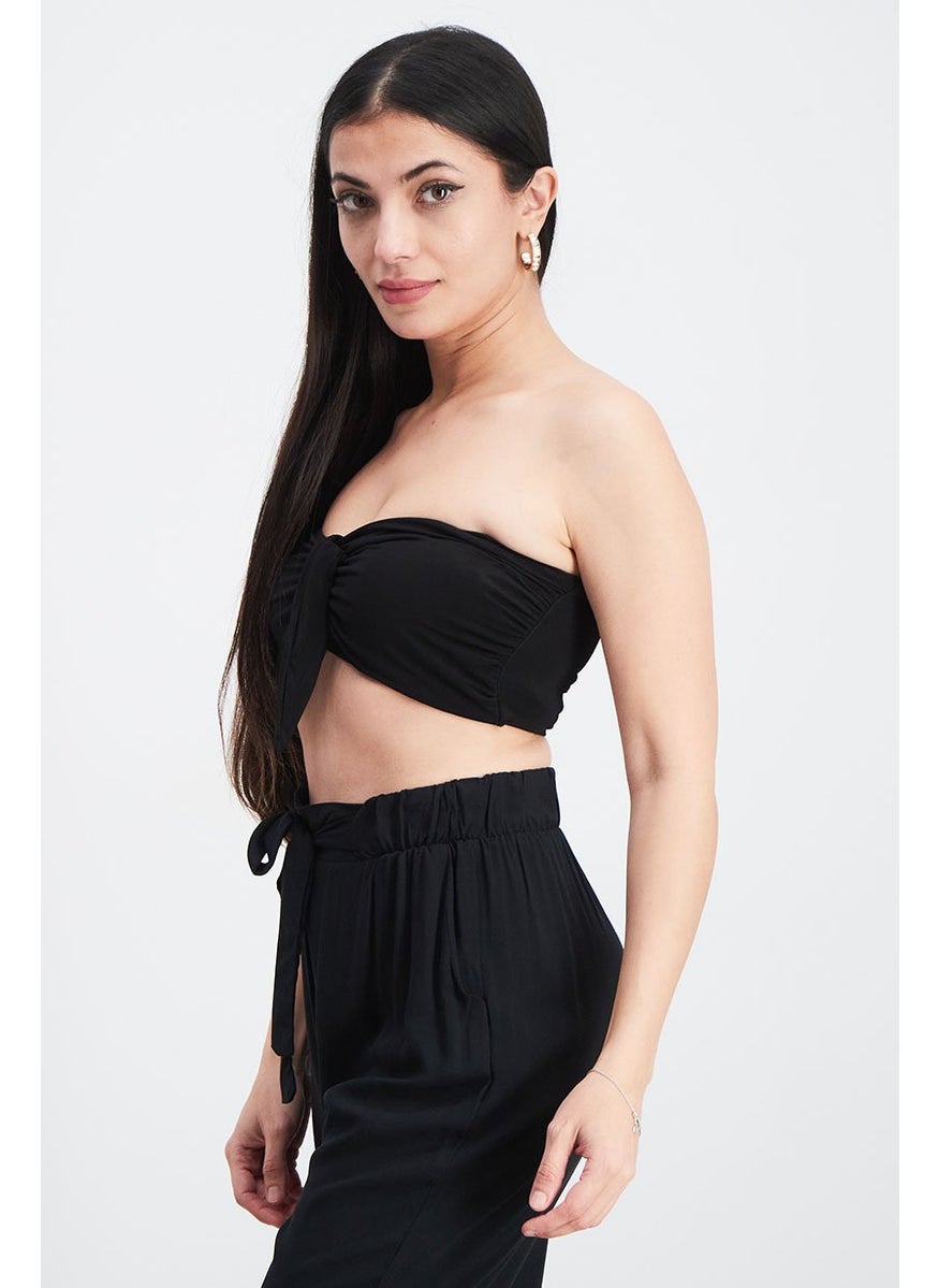 Etam Women Straight Across Strapless Solid Tube, Black  - Image 3