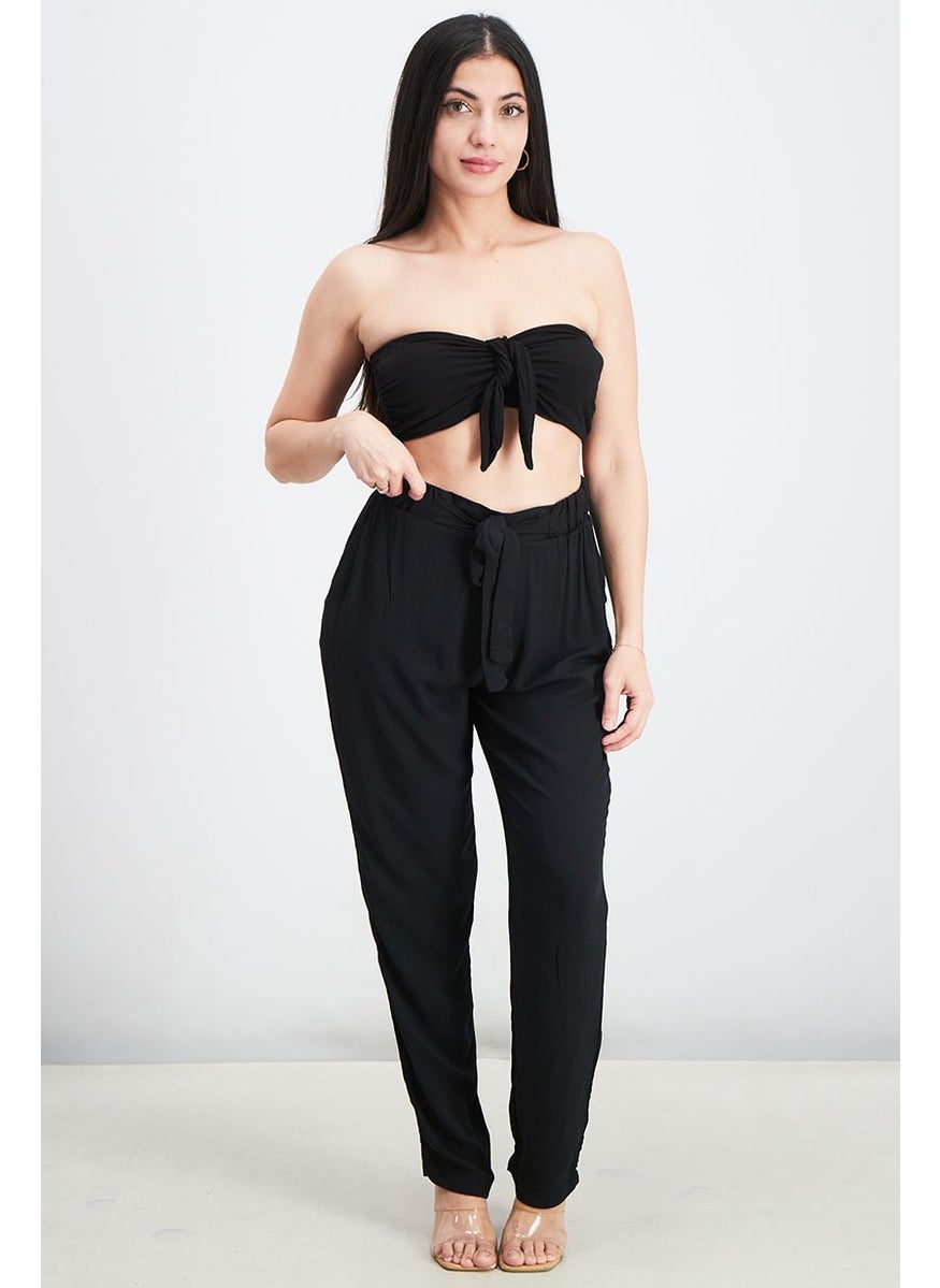 Etam Women Straight Across Strapless Solid Tube, Black  - Image 2