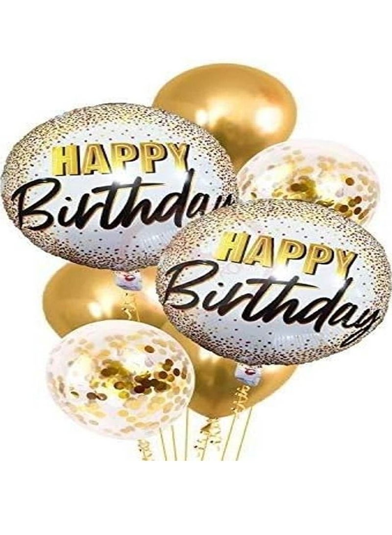 Brain Giggles Set of 7 Pcs Gold foil Printed Balloons Combo for Golden Balloon Decoration/Girls Birthday Decoration - Image 1
