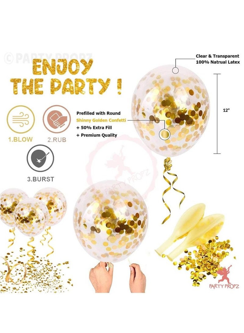Brain Giggles Set of 7 Pcs Gold foil Printed Balloons Combo for Golden Balloon Decoration/Girls Birthday Decoration - Image 4