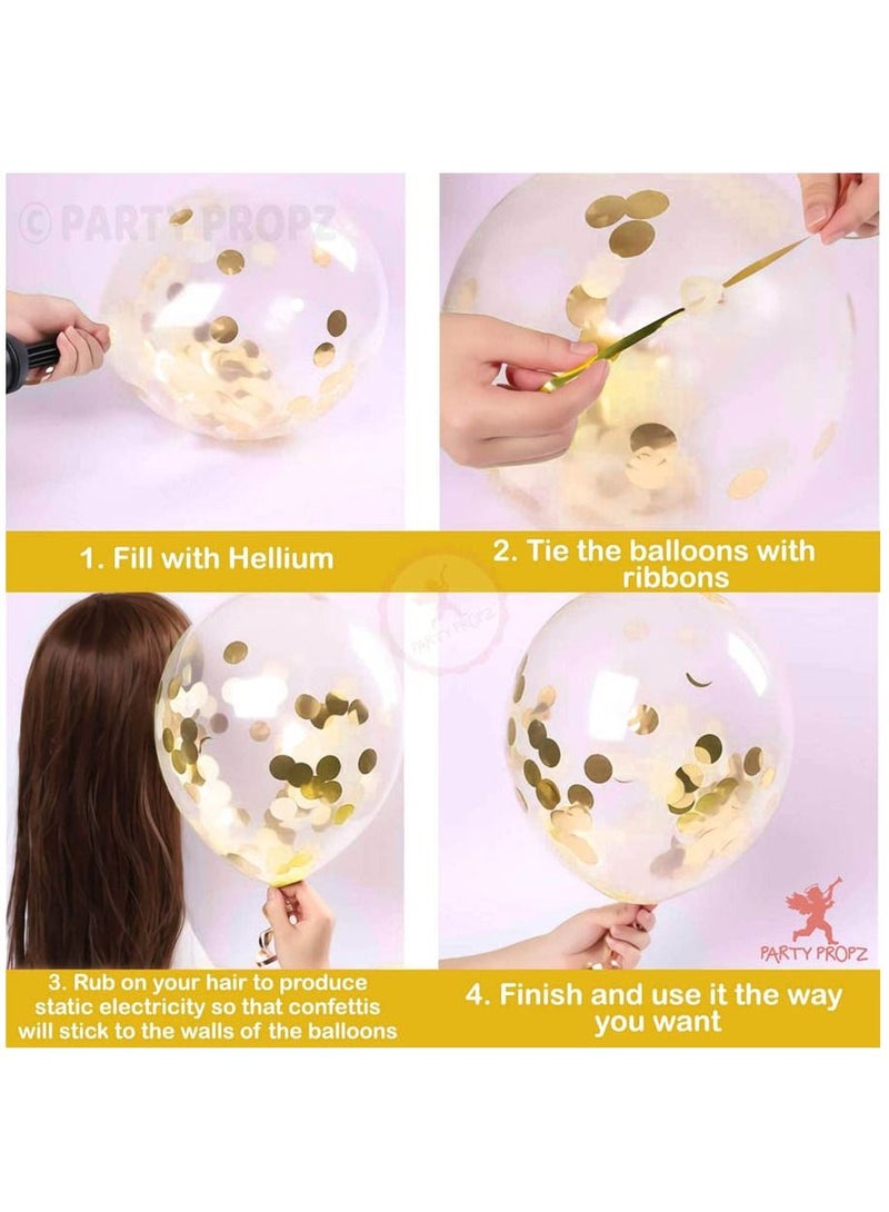 Brain Giggles Set of 7 Pcs Gold foil Printed Balloons Combo for Golden Balloon Decoration/Girls Birthday Decoration - Image 3
