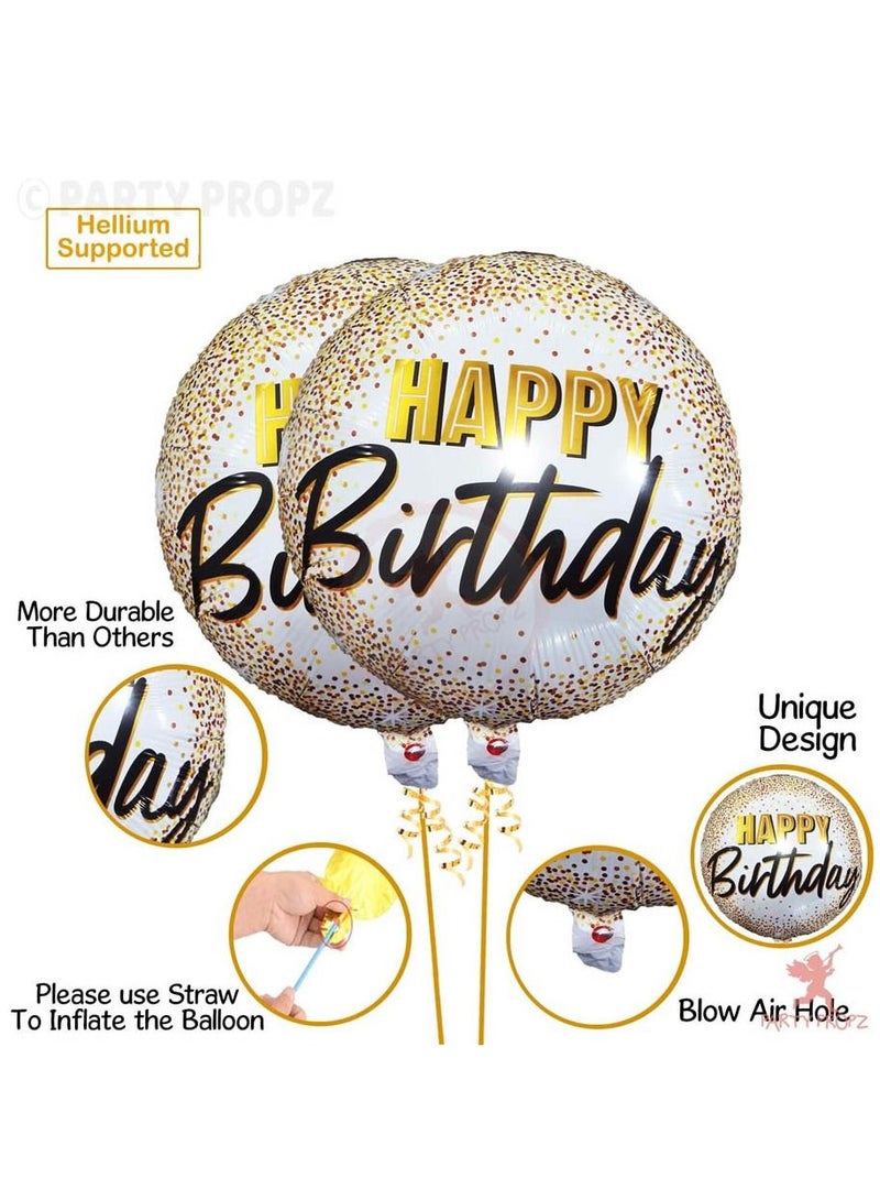 Brain Giggles Set of 7 Pcs Gold foil Printed Balloons Combo for Golden Balloon Decoration/Girls Birthday Decoration - Image 5