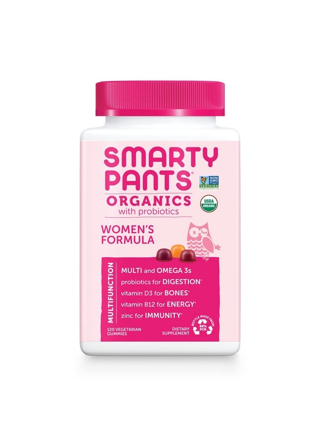SmartyPants Organic Womens Multivitamin Daily Gummy Vitamins: Biotin Probiotics Vitamin C D3 B12 Omega 3 & Zinc For Immune Support Energy & Hair Skin & Nails 120 Gummies 30 Day Supply - Image 1