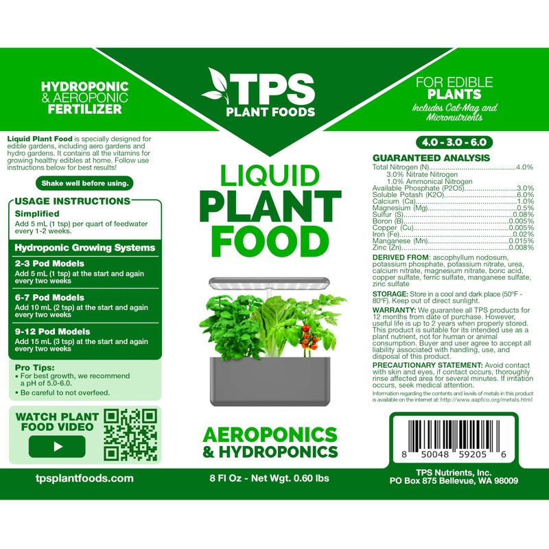 TPS NUTRIENTS Liquid Plant Food for use in AeroGarden, IDOO and Hydroponic Growing Systems, Liquid Fertilizer, 32 oz (1 Quart) - Image 3