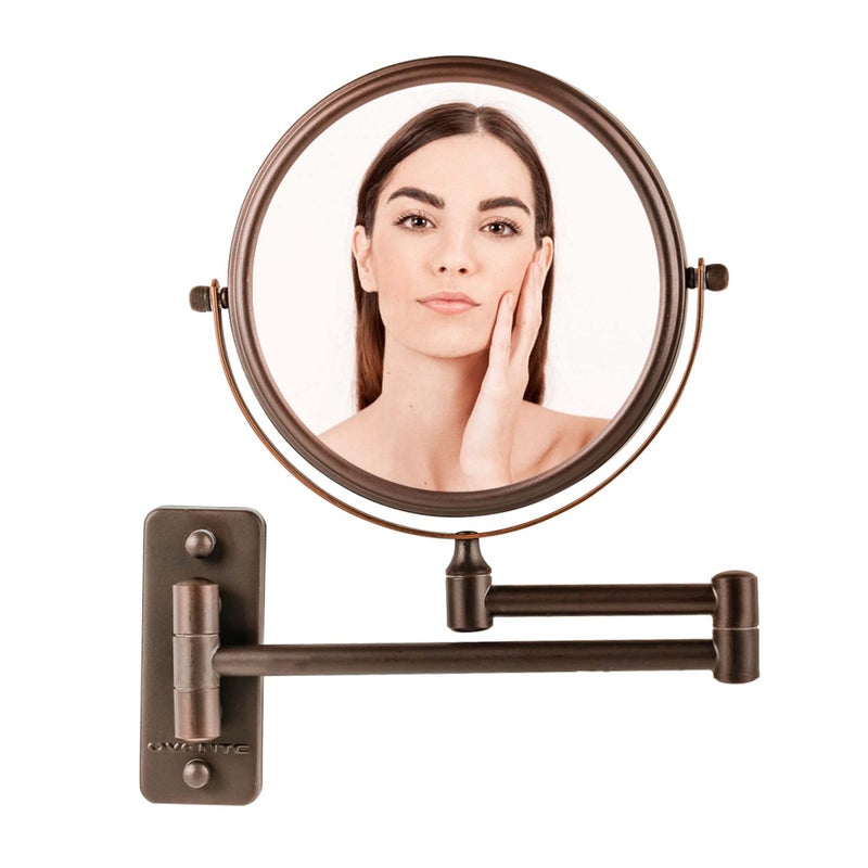 Ovente 7"" Wall Mounted Makeup Mirror - 1X/ 10X Magnification  Rotating 360-Degree  Double-Sided  Extendable & Folding Arm  Clear-View Bathroom & Vanity D?Cor  Classic Antique Bronze Mnlfw70Abz1X10X - Image 1