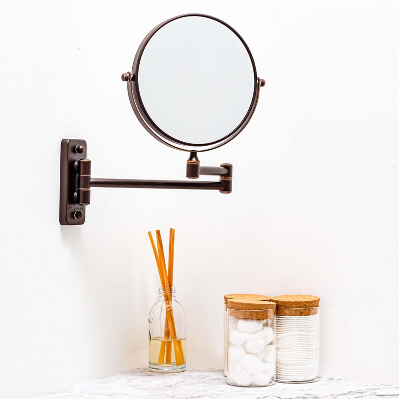 Ovente 7"" Wall Mounted Makeup Mirror - 1X/ 10X Magnification  Rotating 360-Degree  Double-Sided  Extendable & Folding Arm  Clear-View Bathroom & Vanity D?Cor  Classic Antique Bronze Mnlfw70Abz1X10X - Image 4