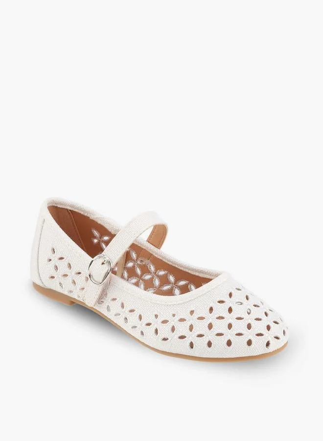 ليتل ميسي Girls Laser Cut Mary Jane Shoes
