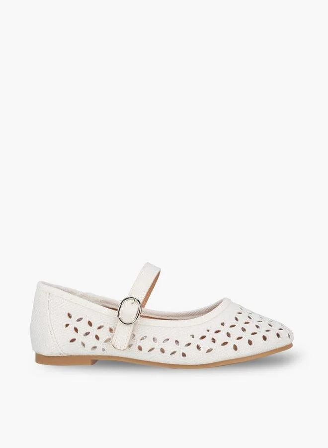 ليتل ميسي Girls Laser Cut Mary Jane Shoes