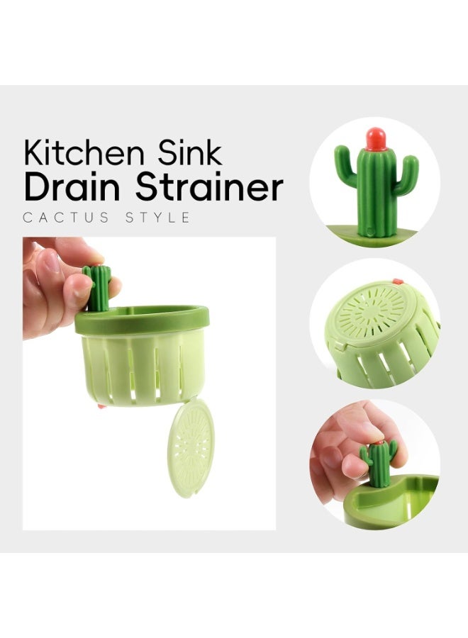 مصفاة حوض مطبخ بزر دفع بسعة كبيرة – سلة صبار ذاتية التنظيف بتصميم دوار متعدد الفتحات ومقبض شعري لتسهيل التخلص من النفايات - Image 5