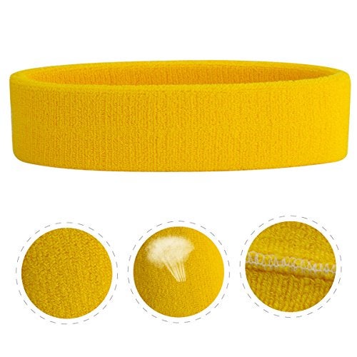 ONUPGO Sweatband Headbands for Men & Women -12PCS Sports Headbands Moisture Wicking Athletic Cotton Terry Cloth Head Band - Image 3