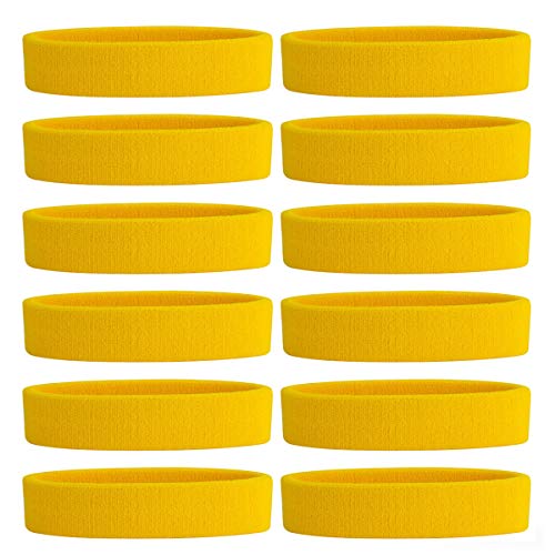 ONUPGO Sweatband Headbands for Men & Women -12PCS Sports Headbands Moisture Wicking Athletic Cotton Terry Cloth Head Band - Image 1