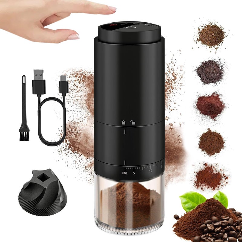 ANYOUI Upgraded Electric Burr Coffee Grinder, , Portable Coffee Bean Mill with LED Touch Screen/ 38 Precise Grind Settings/External Adjustment/Clean Brush/Charging Cable-Black - Image 1