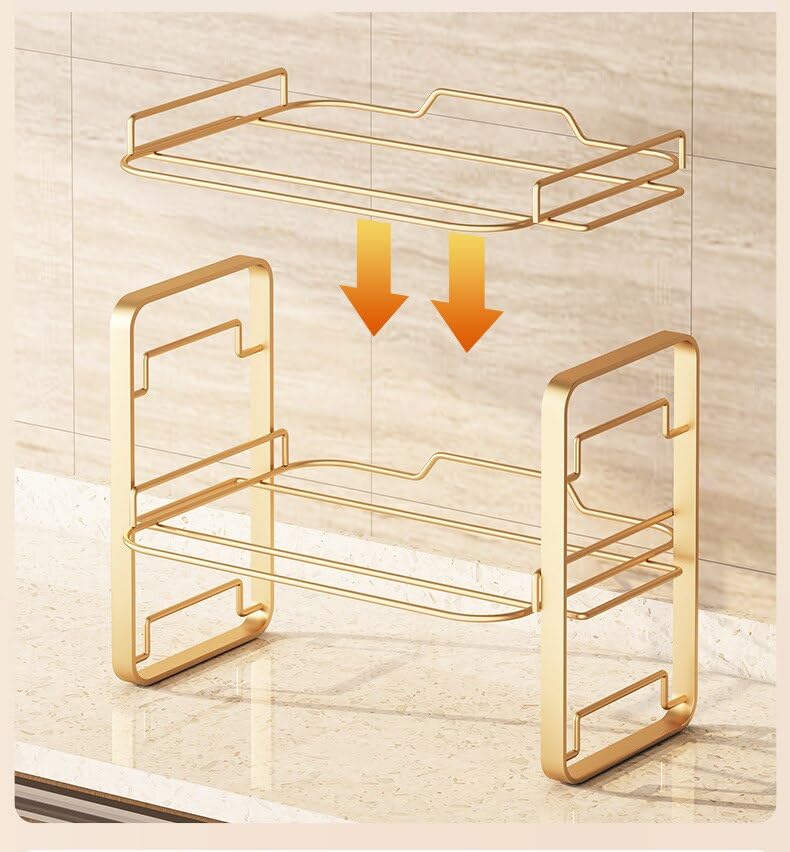 Dhadh Double Layer Kitchen Storage Organizer Shelf with Drain Tray for Bottle - Image 5