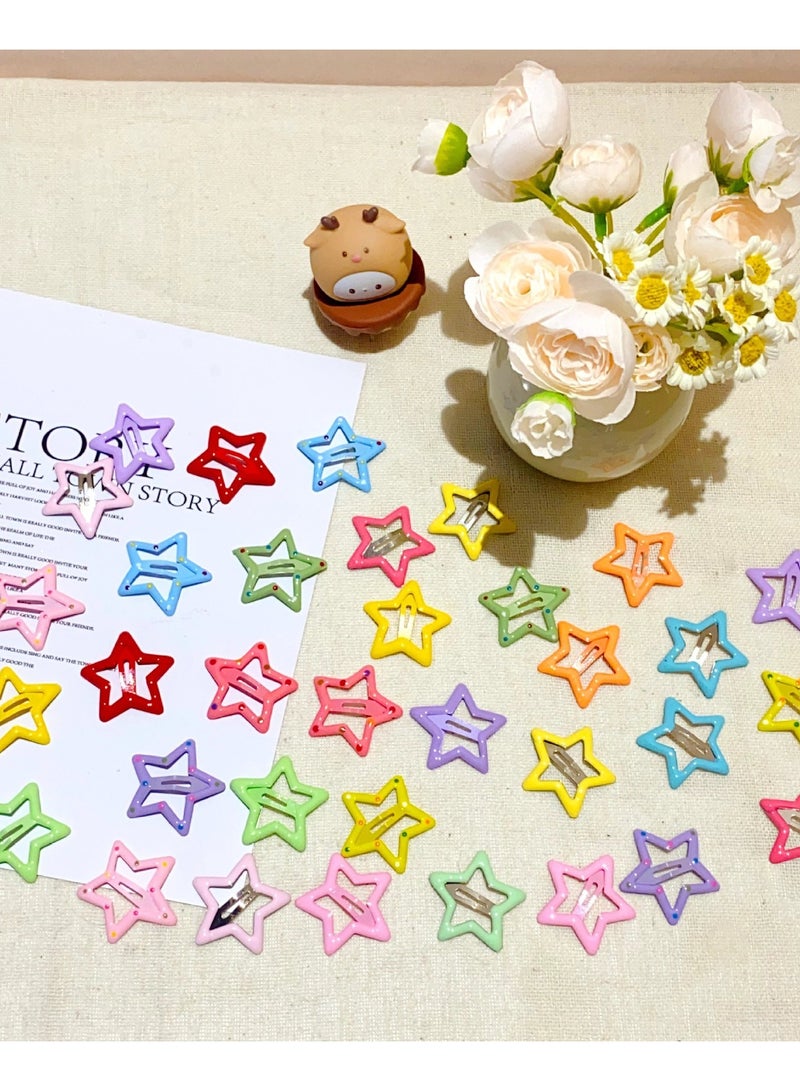 50-Pcs Star Hair Clips,Fashion Non-Slip Lovely Colorful Metal Hair Barrettes Hair For Girls Lovely Hair Decorative Hair Pins (Random Color) - Image 2