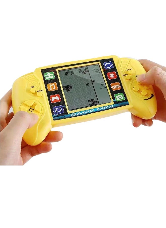 GAME - Big Screen Tetris Games Console, Handheld Games Console, Portable Retro Game Player, Puzzle Game Adjustable Difficulty and Speed, Easy to Carry Best Gifts (Yellow, 2 Modes, 49 Games in Total) - Image 1